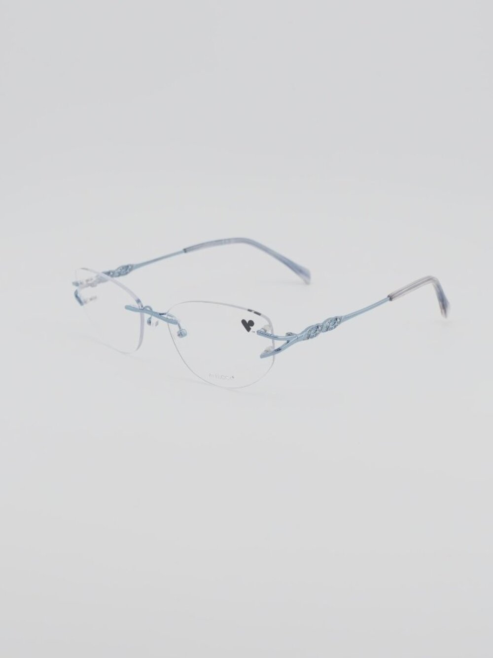 AIRLOCK JADE 201 407 Eyeglasses Rimless Blue 52mm Cat Eye Frame